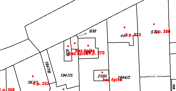 Hranice IV-Drahotuše 270, Hranice na parcele st. 387 v KÚ Drahotuše, Katastrální mapa