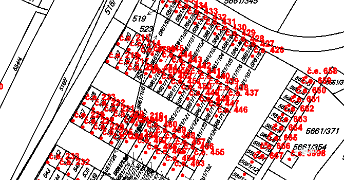 Jihlava 451 na parcele st. 5661/111 v KÚ Jihlava, Katastrální mapa
