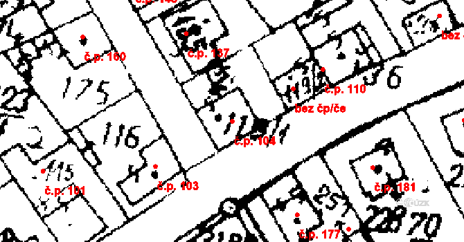 Knovíz 104 na parcele st. 119/1 v KÚ Knovíz, Katastrální mapa
