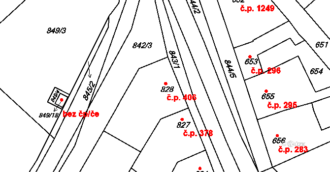 Svatobořice 406, Svatobořice-Mistřín na parcele st. 828 v KÚ Svatobořice, Katastrální mapa