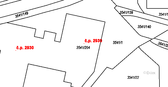Žižkov 2930, Praha na parcele st. 3541/204 v KÚ Žižkov, Katastrální mapa