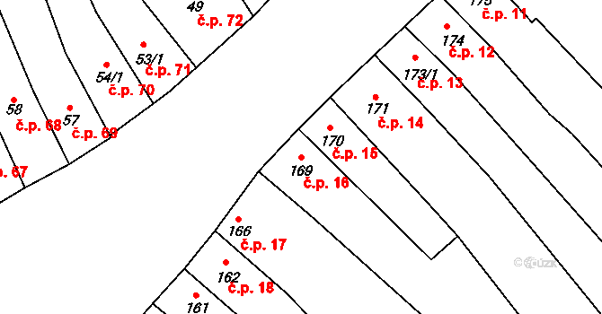 Cerhovice 16 na parcele st. 169 v KÚ Cerhovice, Katastrální mapa