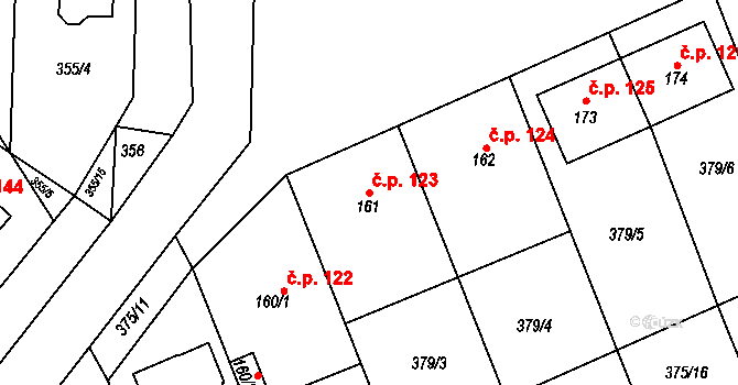 Lechotice 123 na parcele st. 161 v KÚ Lechotice, Katastrální mapa