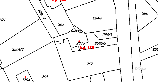 Cvikov II 175, Cvikov na parcele st. 281 v KÚ Cvikov, Katastrální mapa
