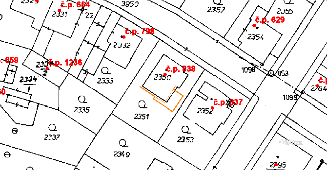 Poděbrady III 838, Poděbrady na parcele st. 2350 v KÚ Poděbrady, Katastrální mapa