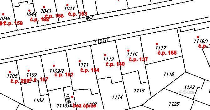 Miřetice u Klášterce nad Ohří 140, Klášterec nad Ohří na parcele st. 1113 v KÚ Miřetice u Klášterce nad Ohří, Katastrální mapa