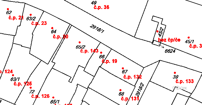 Chrudim I 19, Chrudim na parcele st. 66 v KÚ Chrudim, Katastrální mapa