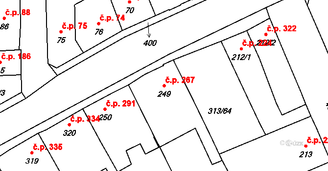 Černčice 267 na parcele st. 249 v KÚ Černčice u Loun, Katastrální mapa