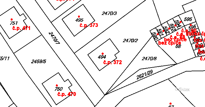 Horní Cerekev 372 na parcele st. 494 v KÚ Horní Cerekev, Katastrální mapa
