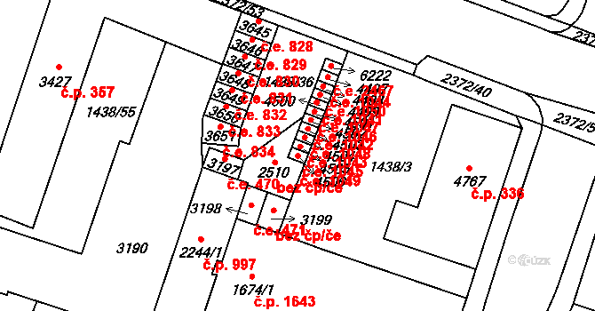 Cheb 1049 na parcele st. 4506 v KÚ Cheb, Katastrální mapa