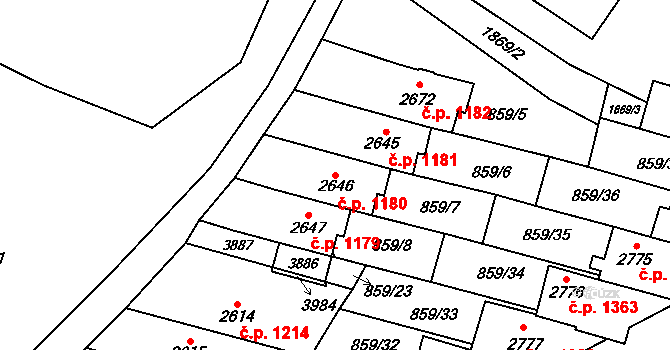 Vrchlabí 1180 na parcele st. 2646 v KÚ Vrchlabí, Katastrální mapa