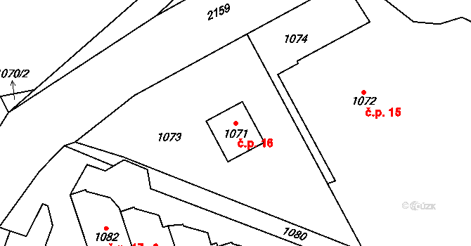 Sobotice 16, Český Dub na parcele st. 1071 v KÚ Český Dub, Katastrální mapa