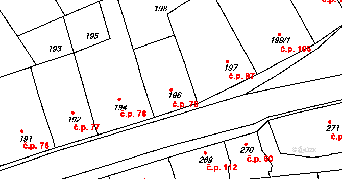 Chotutice 79 na parcele st. 196 v KÚ Chotutice, Katastrální mapa