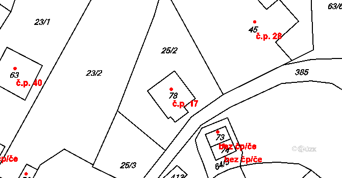 Račov 17, Zdíkov na parcele st. 78 v KÚ Račov, Katastrální mapa