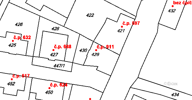 Šluknov 911 na parcele st. 429 v KÚ Šluknov, Katastrální mapa