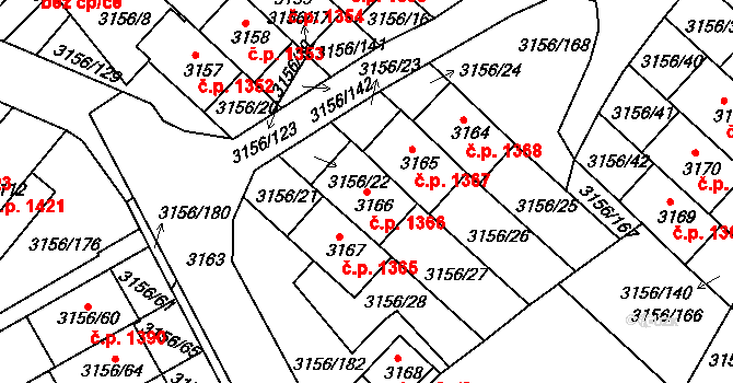 Duchcov 1366 na parcele st. 3166 v KÚ Duchcov, Katastrální mapa
