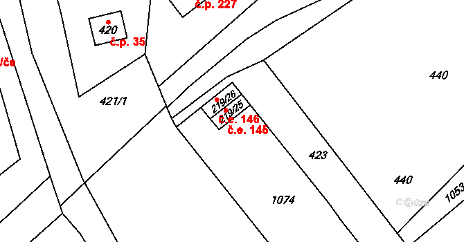 Obrnice 121 na parcele st. 219/1 v KÚ Obrnice, Katastrální mapa