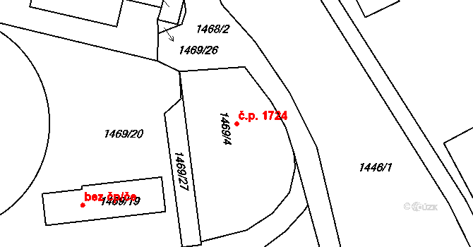 Rychnov nad Kněžnou 1724 na parcele st. 1469/4 v KÚ Rychnov nad Kněžnou, Katastrální mapa