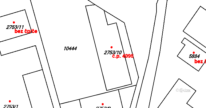 Hodonín 4095 na parcele st. 2753/10 v KÚ Hodonín, Katastrální mapa