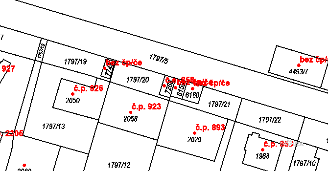 Cheb 858 na parcele st. 7268 v KÚ Cheb, Katastrální mapa