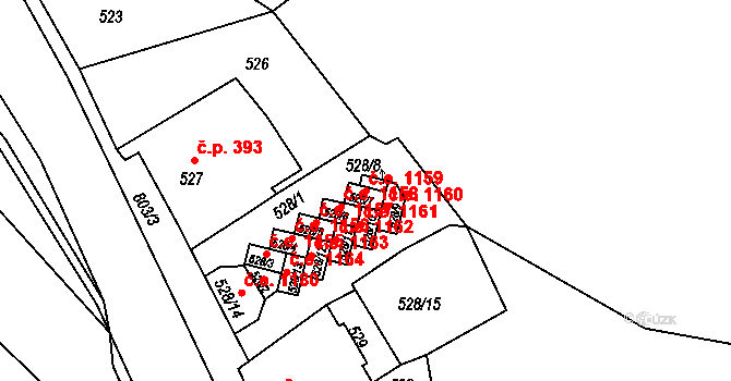 Děčín IV-Podmokly 1159, Děčín na parcele st. 528/7 v KÚ Podmokly, Katastrální mapa