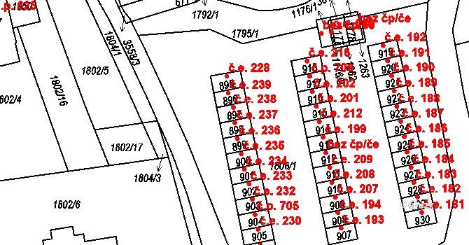 Krupka 237 na parcele st. 898 v KÚ Krupka, Katastrální mapa