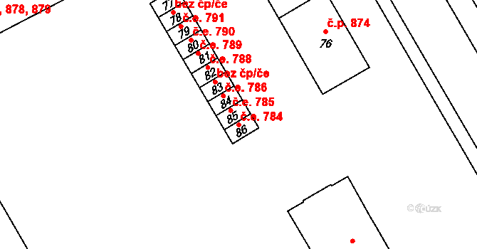 Kopřivnice 784 na parcele st. 86 v KÚ Kopřivnice, Katastrální mapa
