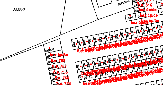 Orlová 38232766 na parcele st. 3000 v KÚ Horní Lutyně, Katastrální mapa