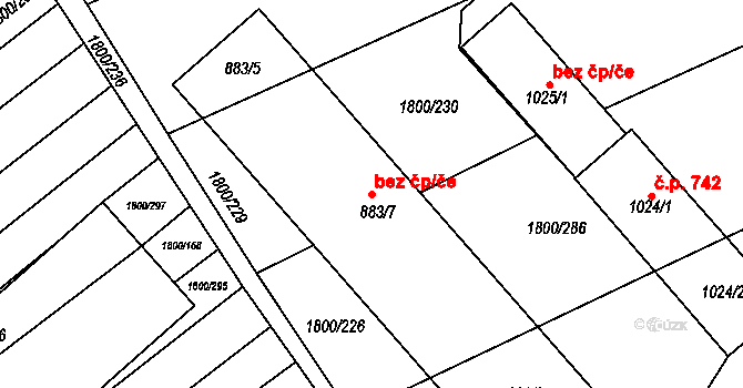 Polešovice 40621766 na parcele st. 883/7 v KÚ Polešovice, Katastrální mapa