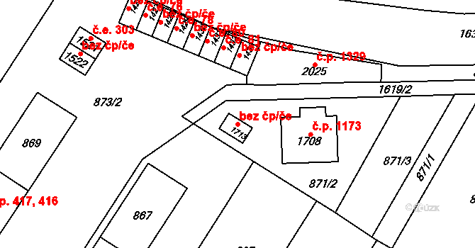 Litovel 40858766 na parcele st. 1713 v KÚ Litovel, Katastrální mapa