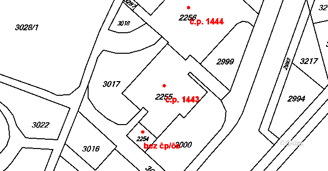 Kateřinky 1443, Opava na parcele st. 2255 v KÚ Kateřinky u Opavy, Katastrální mapa