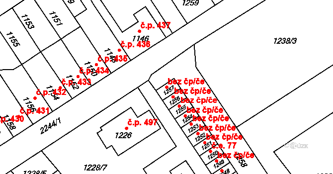 Velká Bystřice 47362766 na parcele st. 1257 v KÚ Velká Bystřice, Katastrální mapa