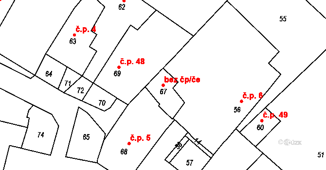 Sirákov 49364766 na parcele st. 67 v KÚ Sirákov, Katastrální mapa