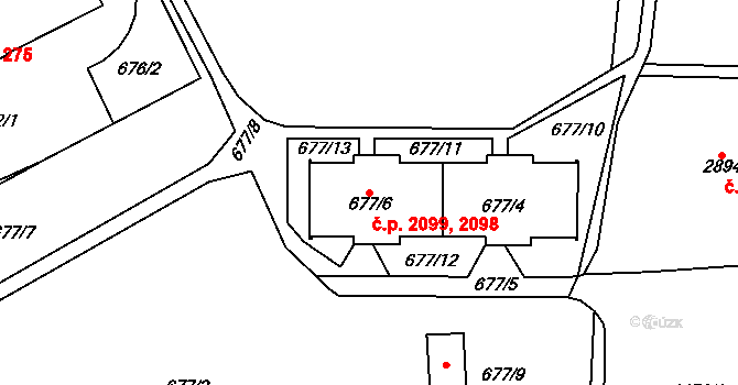 Horní Litvínov 2098,2099, Litvínov na parcele st. 677/4 v KÚ Horní Litvínov, Katastrální mapa