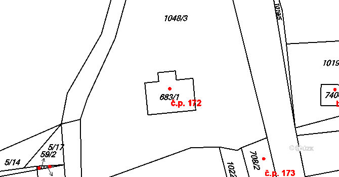 Beroun-Zavadilka 172, Beroun na parcele st. 683/1 v KÚ Beroun, Katastrální mapa