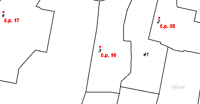 Jeníčkova Lhota 16, Chotoviny na parcele st. 3 v KÚ Jeníčkova Lhota, Katastrální mapa