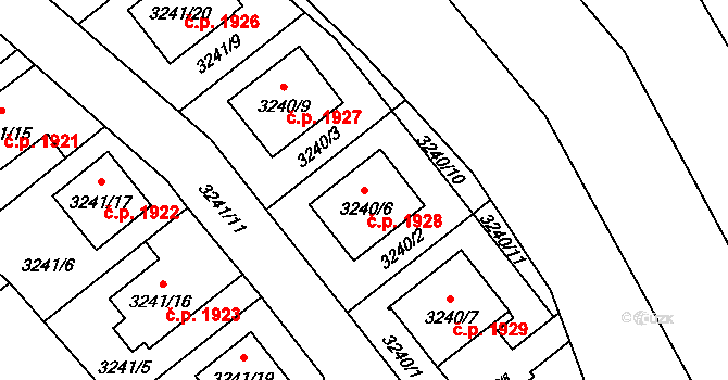 Zábřeh 1928 na parcele st. 3240/6 v KÚ Zábřeh na Moravě, Katastrální mapa