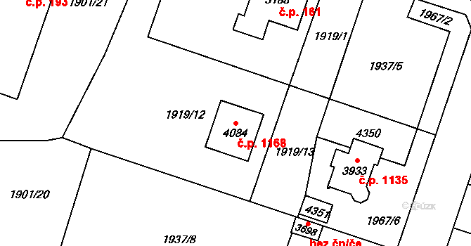Žichlínské Předměstí 1168, Lanškroun na parcele st. 4084 v KÚ Lanškroun, Katastrální mapa