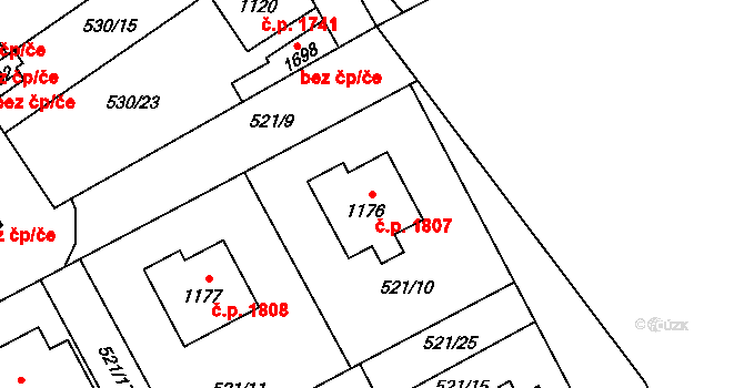 Nový Jičín 1807 na parcele st. 1176 v KÚ Nový Jičín-Horní Předměstí, Katastrální mapa