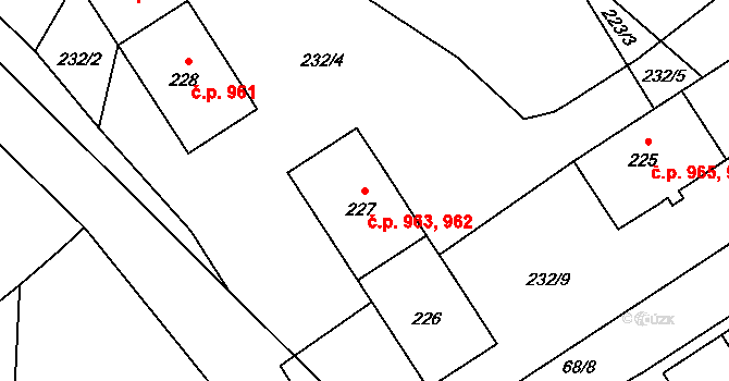 Kopřivnice 962,963 na parcele st. 226 v KÚ Kopřivnice, Katastrální mapa