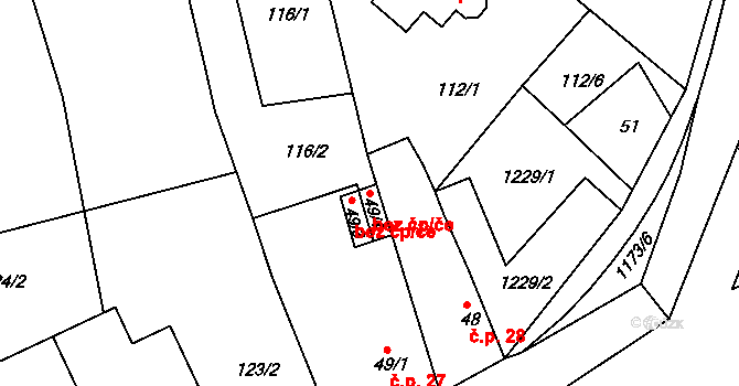 Maršovice 87782766 na parcele st. 49/4 v KÚ Maršovice u Benešova, Katastrální mapa