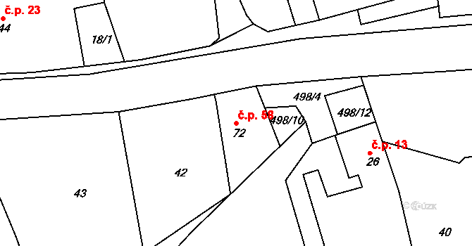 Úhrov 58, Kraborovice na parcele st. 72 v KÚ Úhrov, Katastrální mapa