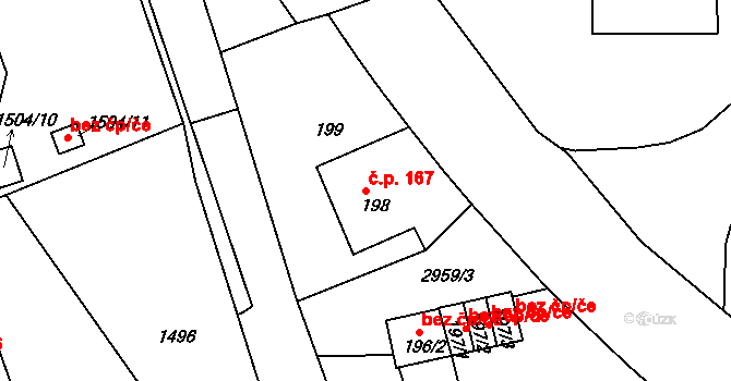Rychnov nad Kněžnou 167 na parcele st. 198 v KÚ Rychnov nad Kněžnou, Katastrální mapa