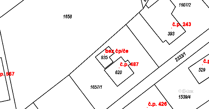 Křižanov 98439766 na parcele st. 935 v KÚ Křižanov, Katastrální mapa