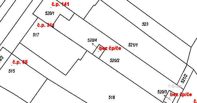 Týnec 107495767 na parcele st. 520/4 v KÚ Týnec na Moravě, Katastrální mapa