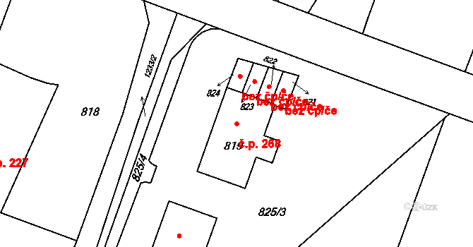 Hustopeče nad Bečvou 268 na parcele st. 819 v KÚ Hustopeče nad Bečvou, Katastrální mapa