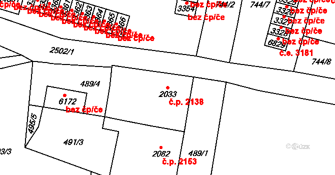 Jablonec nad Nisou 2138 na parcele st. 2033 v KÚ Jablonec nad Nisou, Katastrální mapa