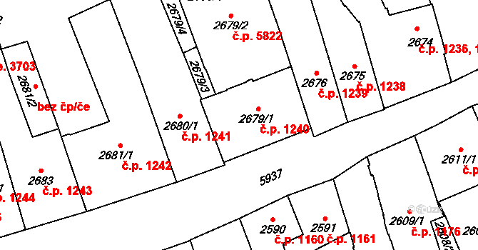 Jihlava 1240 na parcele st. 2679/1 v KÚ Jihlava, Katastrální mapa