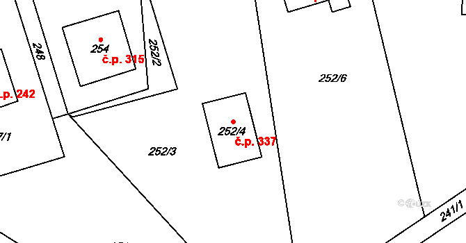 Kunčičky u Bašky 337, Baška na parcele st. 252/4 v KÚ Kunčičky u Bašky, Katastrální mapa