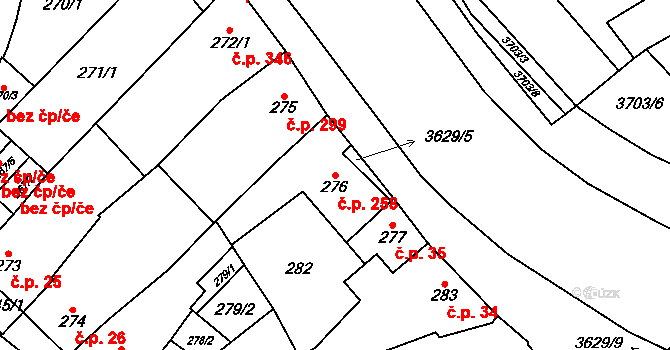 Vyškov-Předměstí 258, Vyškov na parcele st. 276 v KÚ Vyškov, Katastrální mapa